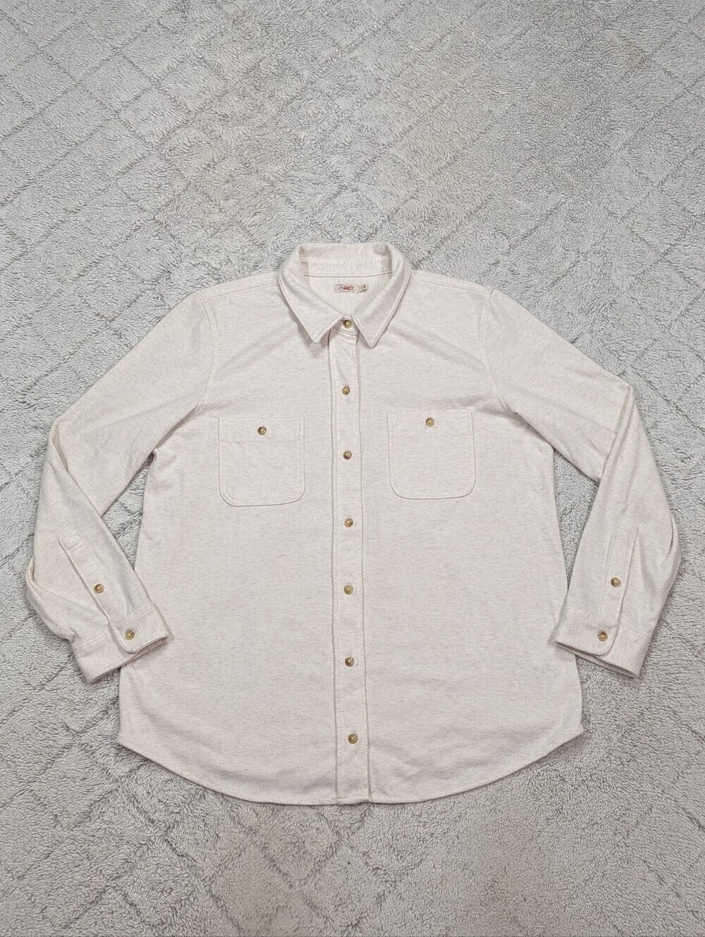 Faherty Shirt Womens L Off White Legend Sweater Button Down Cozy Classic Casual